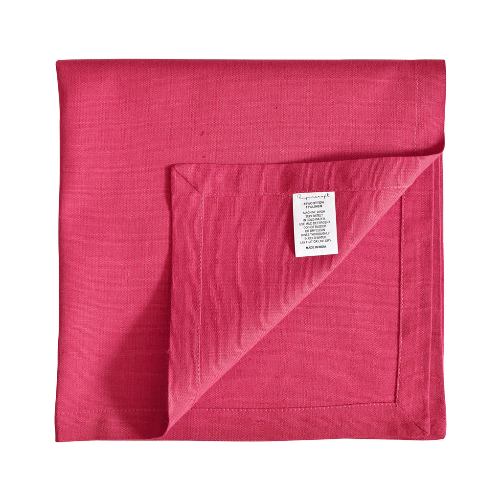 Fingercraft Cloth Napkin, Solid Color Cotton Linen Blend Table Napkins, Soft and Absorbent Fabric, Set of 12, Blush Pink