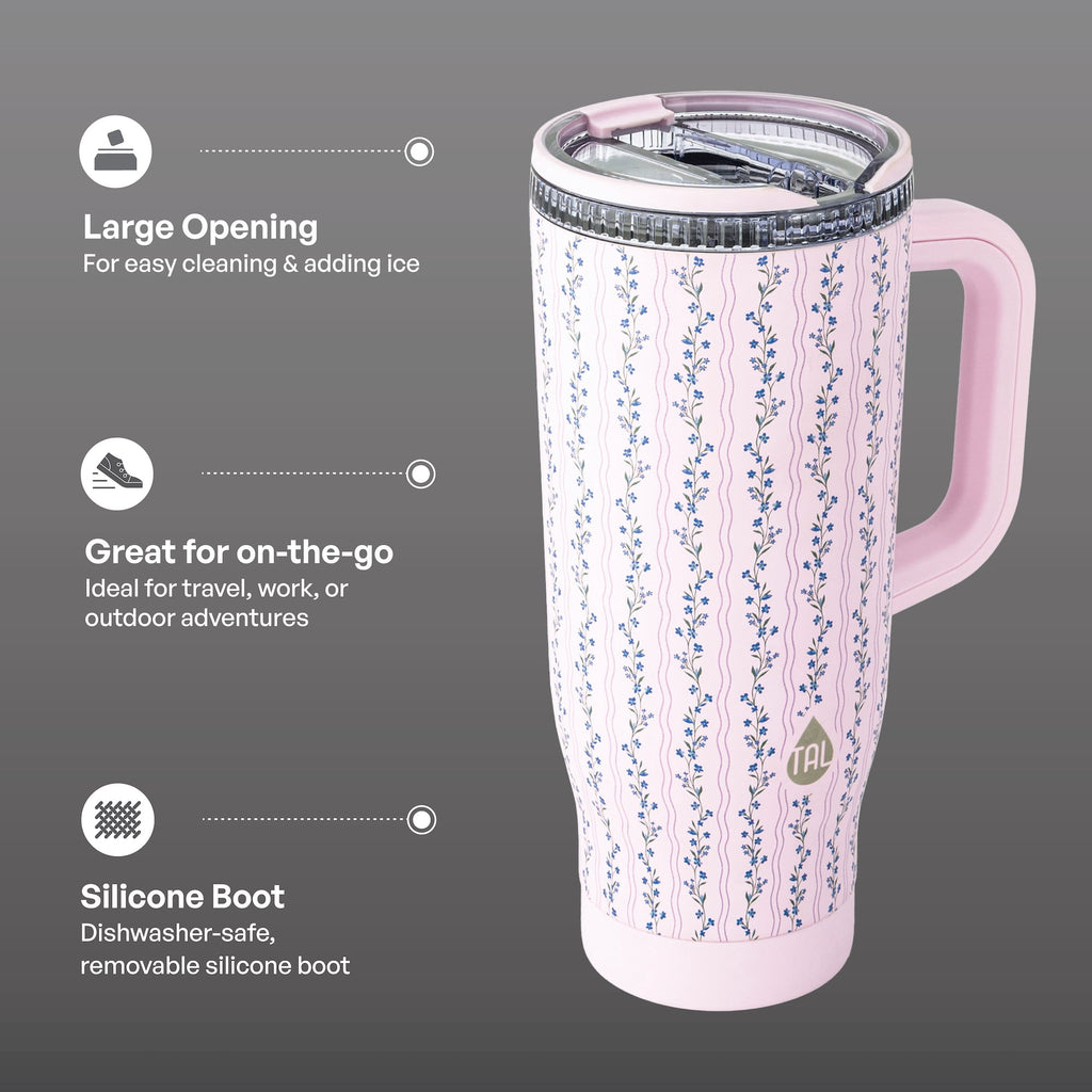 TAL 32oz Stainless Steel Skye Tumbler with Flip-Up Straw, Black