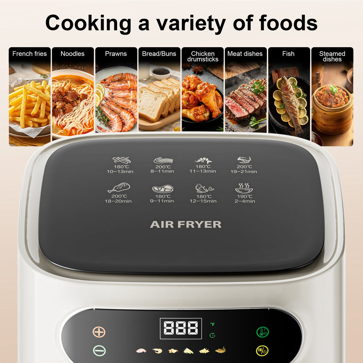 Hicloud 7.5QT Air Fryer, 1600W Multifunction Airfryer with Visible Window, Adjustable Time＆Temperature, Nonstick, 85% Less Oil, 100Pcs Liner