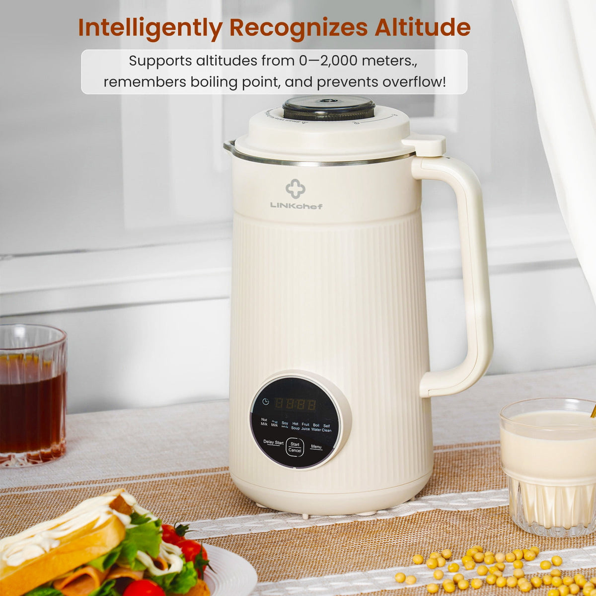 LINKChef Nut Milk Maker 40 oz Almond Oat Soy Milk Maker Blender with Self-Cleaning, Delay Start and Keep Warm, Homemade Dairy-Free Milk Machine for Hot & Cold Drinks