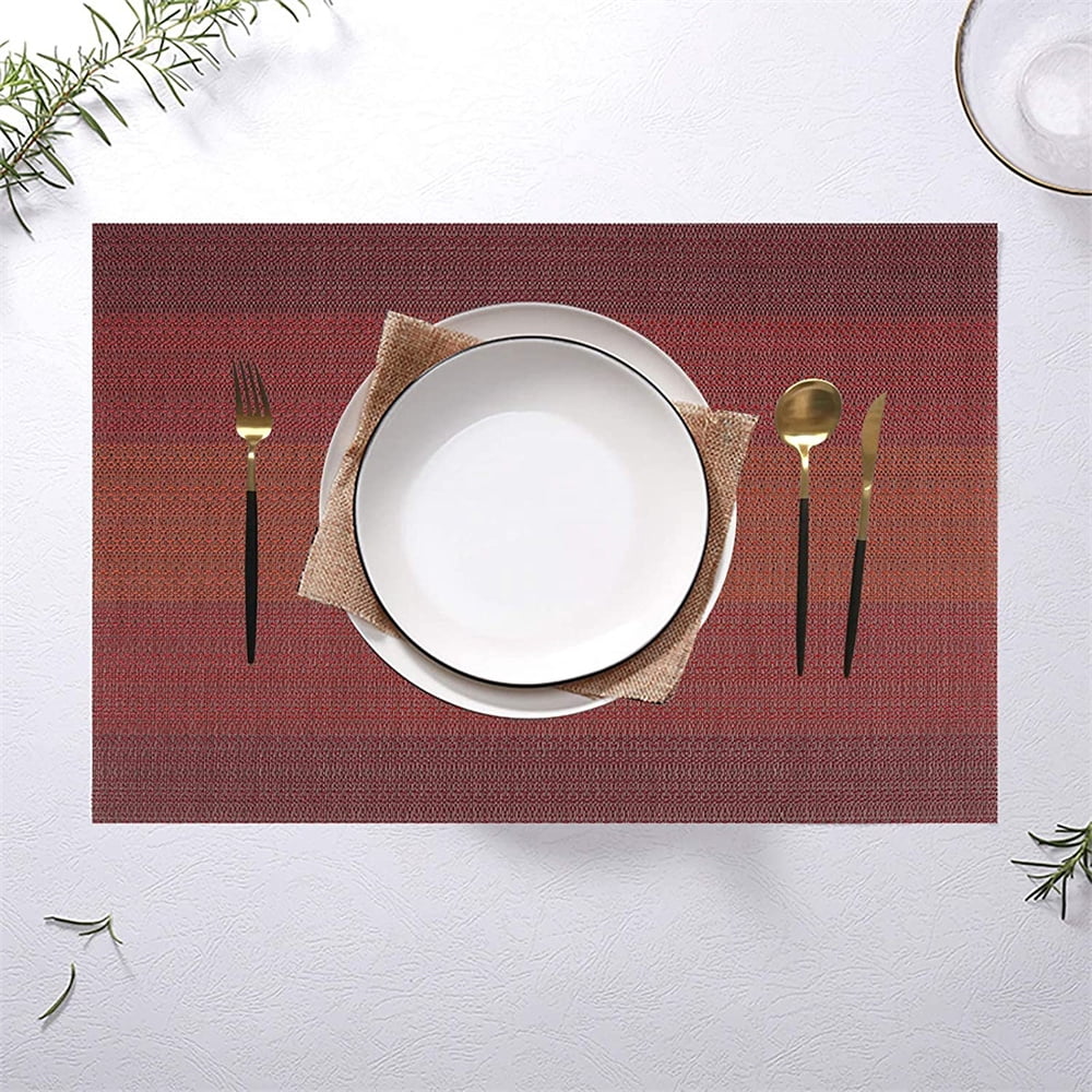 6pcs Placemats PVC Place Mats and Coasters Washable Non-Slip Heat Resistant Table Mats for Kitchen Dining Table Home Restaurant 12"×18", Sliver