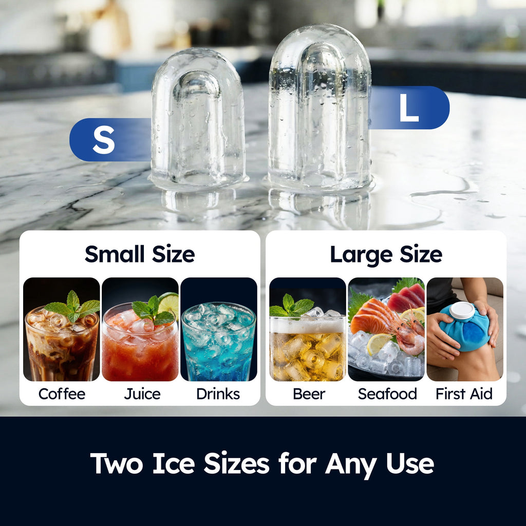 SIMZLIFE Portable Countertop Ice Maker, 26 Lbs/Day, 9 Bullet Ice Cubes in 6 Minutes, 2 Ice Sizes, Self-Cleaning Ice Machine, Black