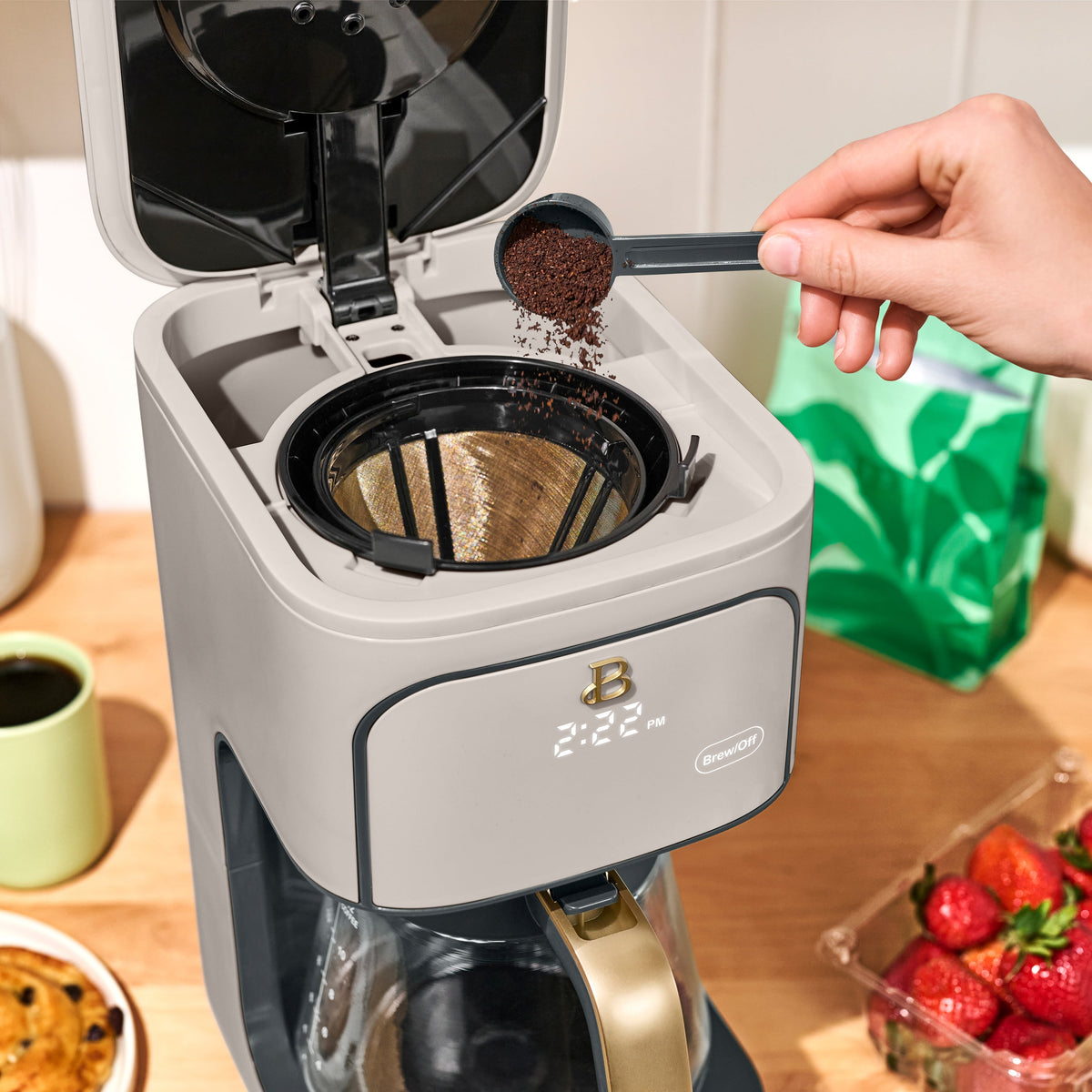 Beautiful 12 cup Programmable Coffee Maker, Thyme Green by Drew Barrymore