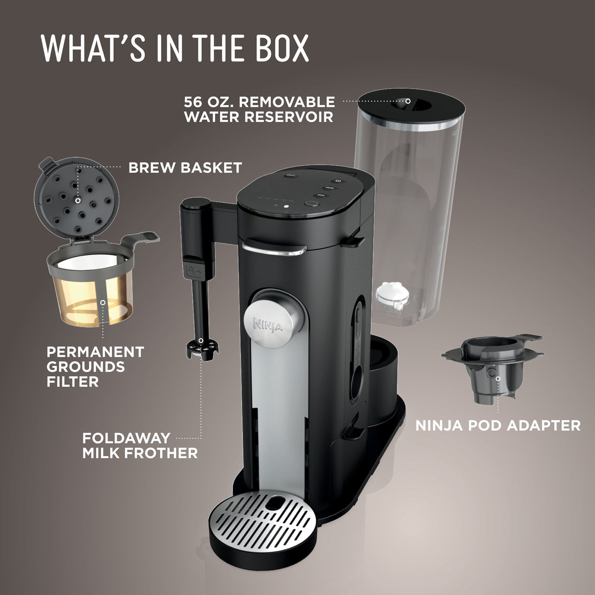 Ninja Pods & Grounds Specialty Single-Serve Coffee Maker, K-Cup Pod Compatible, Built-In Milk Frother, PB051SG, Sage Green