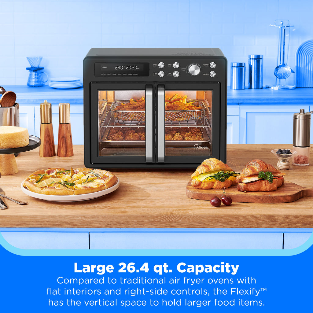 Midea Flexify French Door 1750W 26.4 Qt Black Toaster Oven