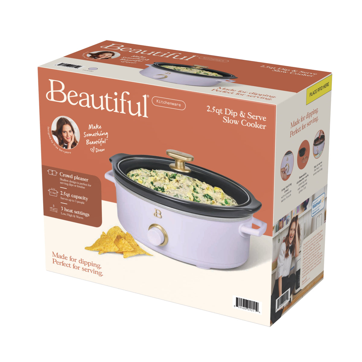 Beautiful 2.5 Qt Dip and Serve Manual Slow Cooker, Chocolate by Drew Barrymore