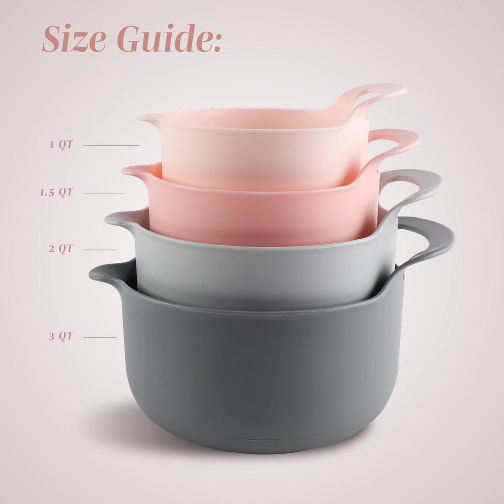 COOK WITH COLOR Mixing Bowls Set, 4-Piece Non-Slip Mixing Bowls with Pour Spouts & Handles, Black Speckled