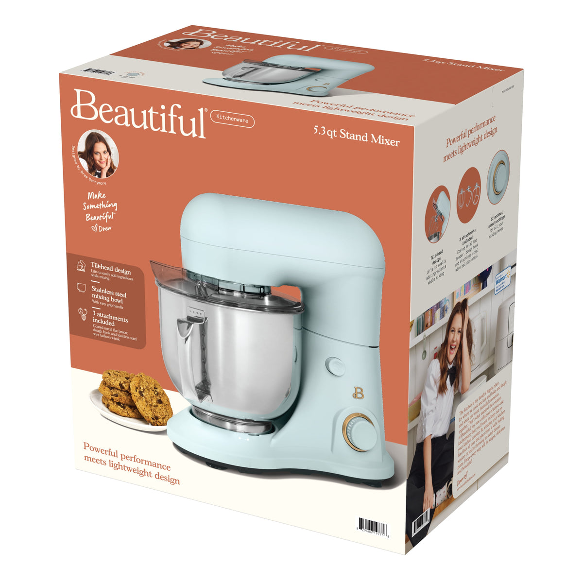 Beautiful 5.3 Qt Stand Mixer, Lightweight & Powerful with Tilt-Head, Chocolate by Drew Barrymore