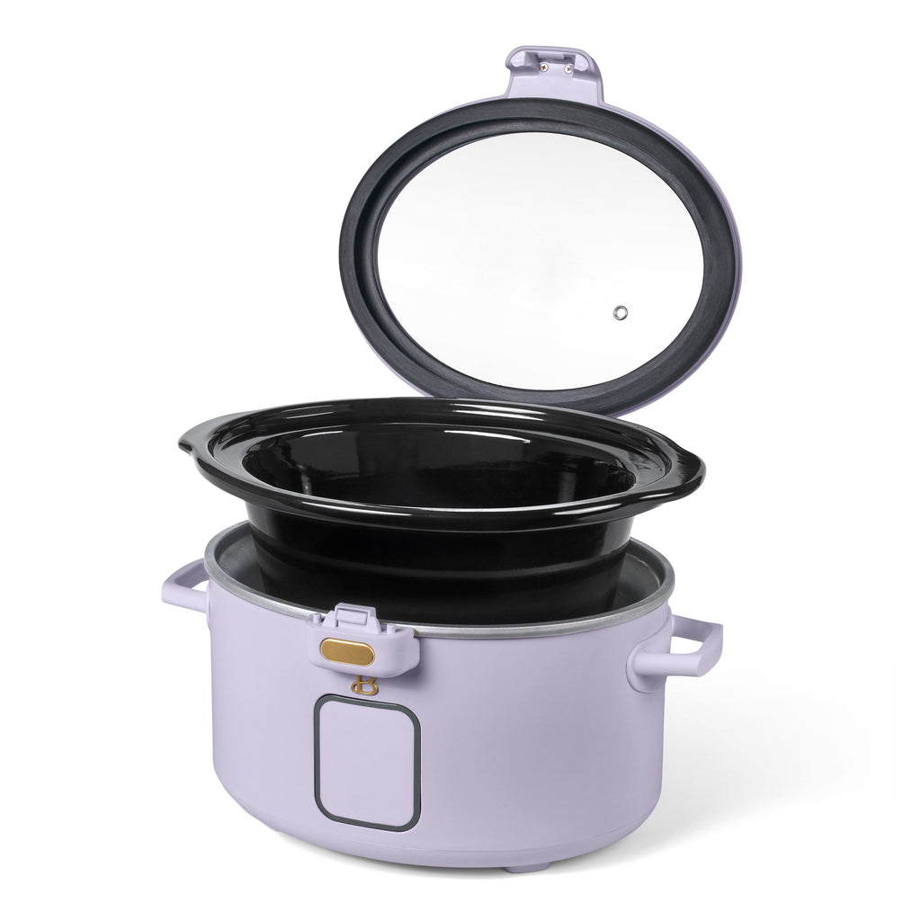 Beautiful 4 Qt Digital Slow Cooker with Hinged Locking Lid, Thyme Green by Drew Barrymore
