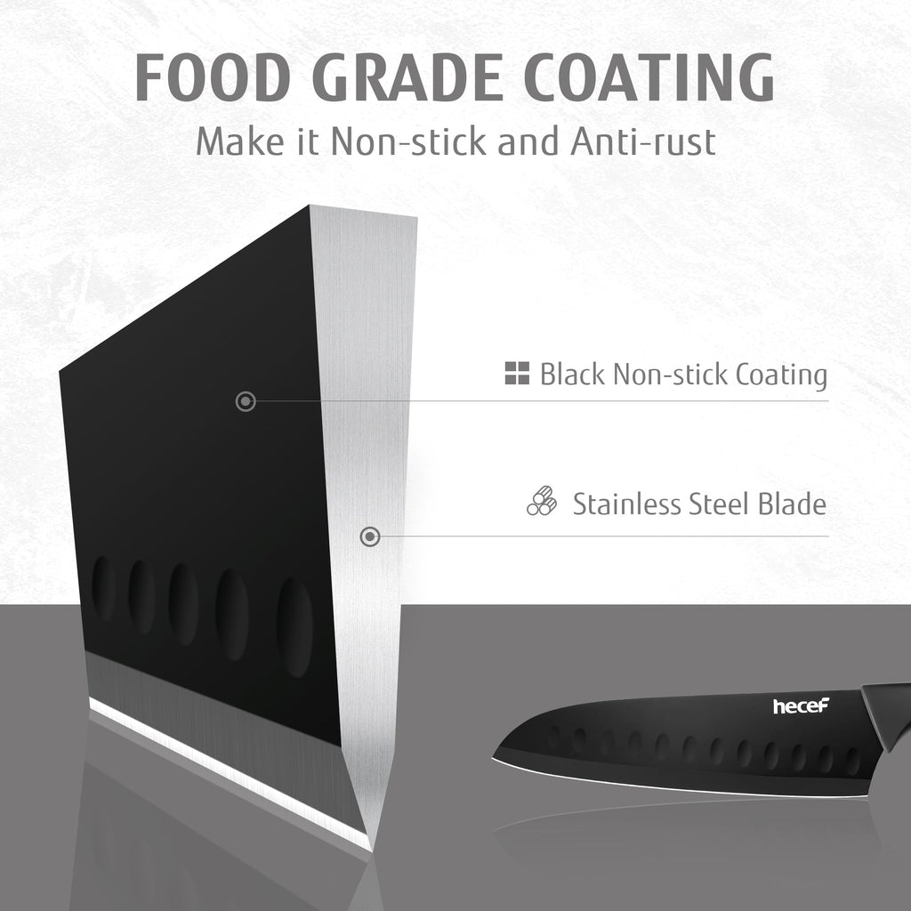 Hecef 3-Piece Kitchen Knife Set Chef, Santoku and Paring Knives, Ultra Sharp, Rust-Resistant