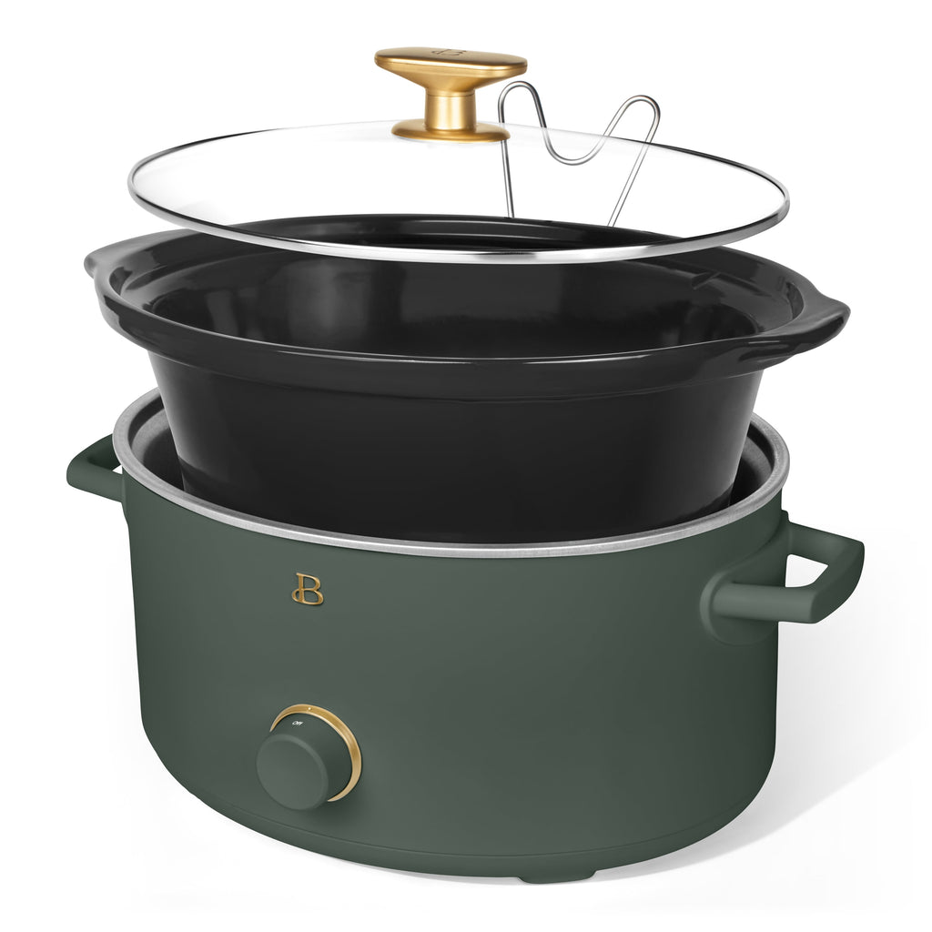 Beautiful 8 Qt Manual Slow Cooker, Thyme Green by Drew Barrymore