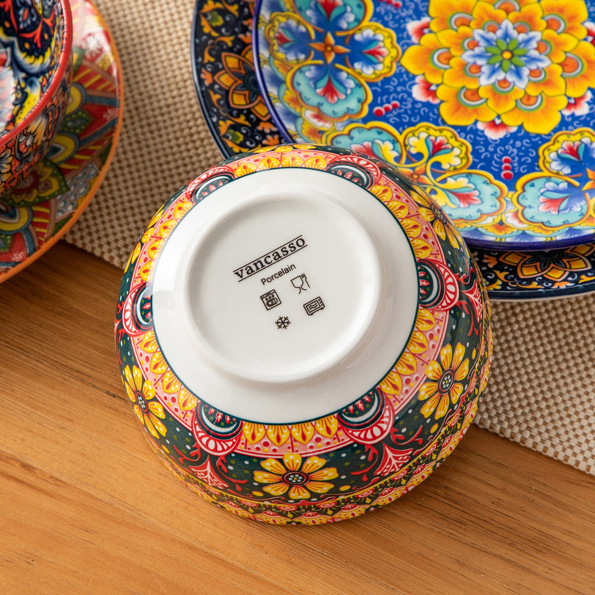 vancasso 6 Pieces Cereal Bowls Set, 28 Oz Deep Soup Bowl, Ceramic salad Bowls Set for Kitchen, Microwave Dishwasher Safe, Bohemian Style, Series LUMI