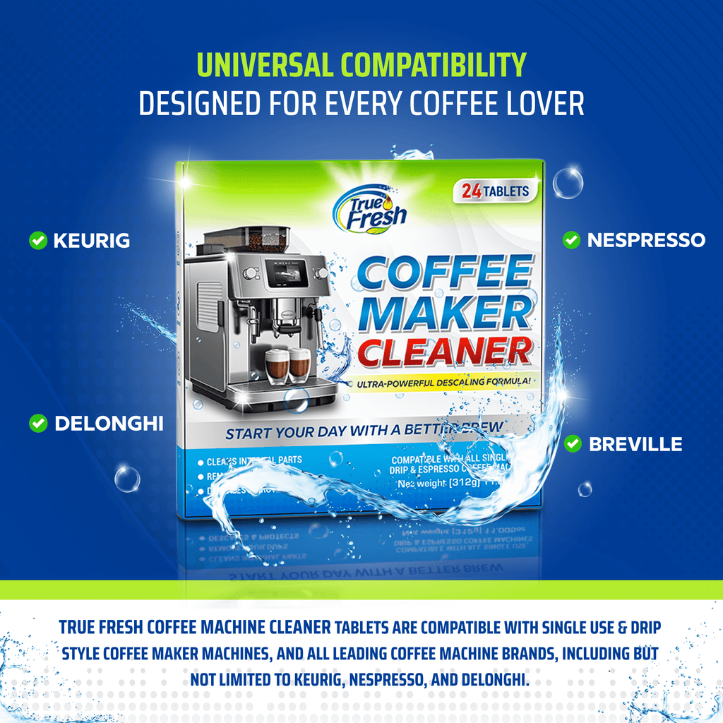 True Fresh Coffee Machine Cleaner Tablets 24 Count - Coffee Maker Cleaner and Descaler Tablets