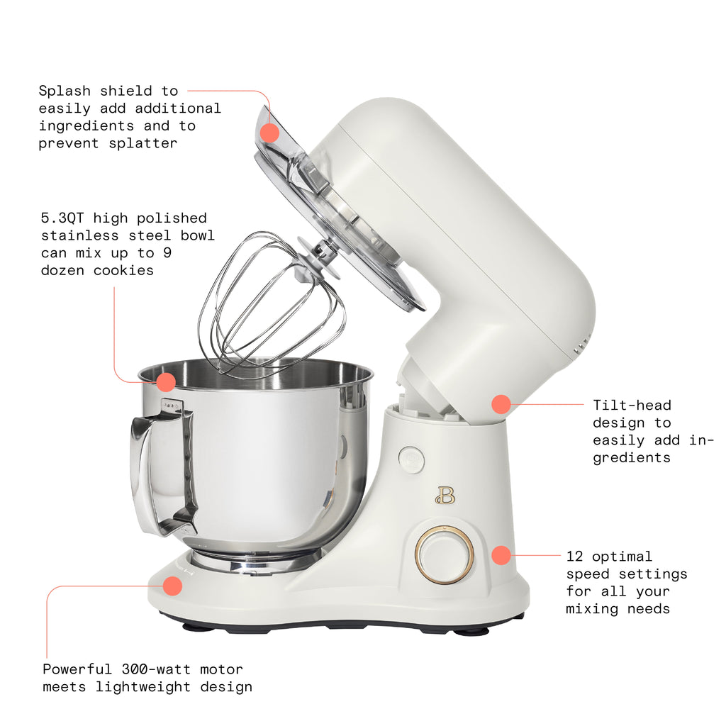 Beautiful 5.3 Qt Stand Mixer, Lightweight & Powerful with Tilt-Head, Chocolate by Drew Barrymore