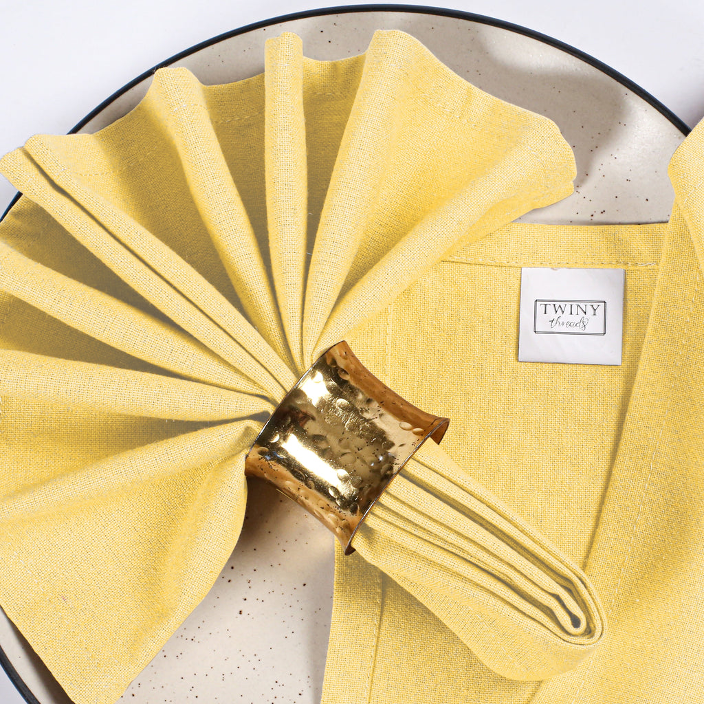 Twiny Threads Set of 4 Solid Reusable Cloth Dinner Napkins - Sandal Yellow