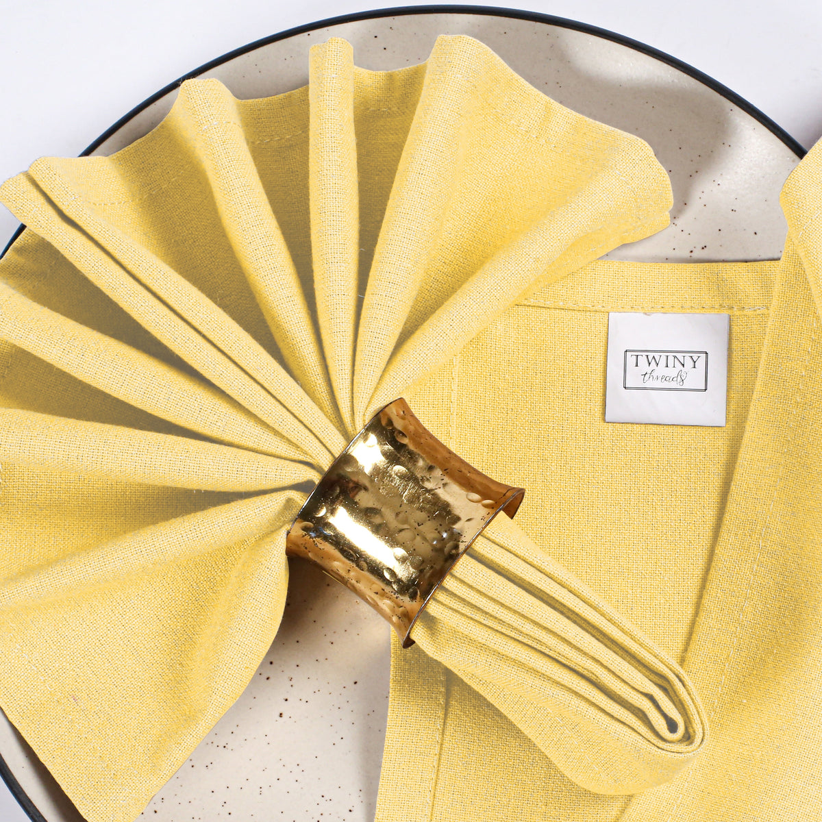 Twiny Threads Set of 4 Solid Reusable Cloth Dinner Napkins - Sandal Yellow
