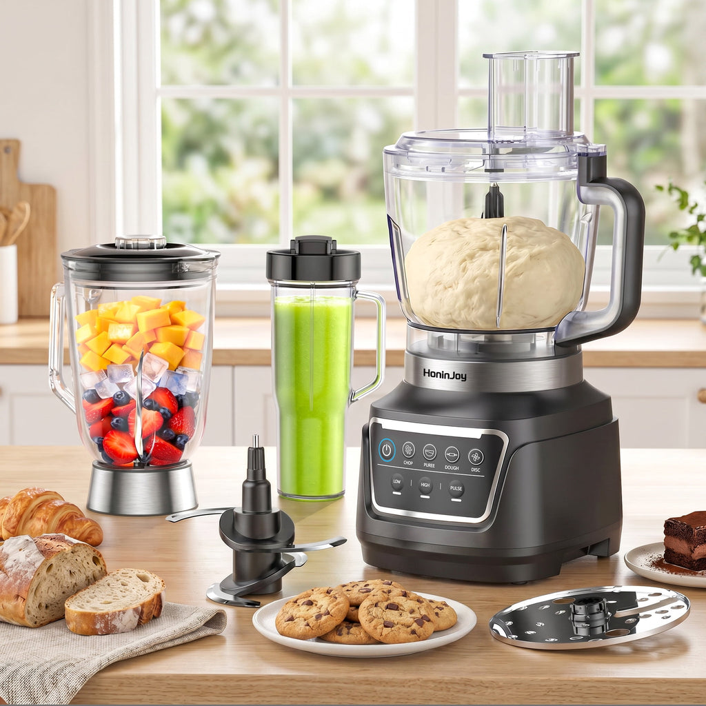 HoninJoy 14-in-1 Professional Blender for Smoothies & Food Processor, 6 Preset Auto-IQ Programs, Best for Smoothies,Cookie Dough, Salsas,Ice Crushing, Dishwasher Safe for Kitchen & Home Use