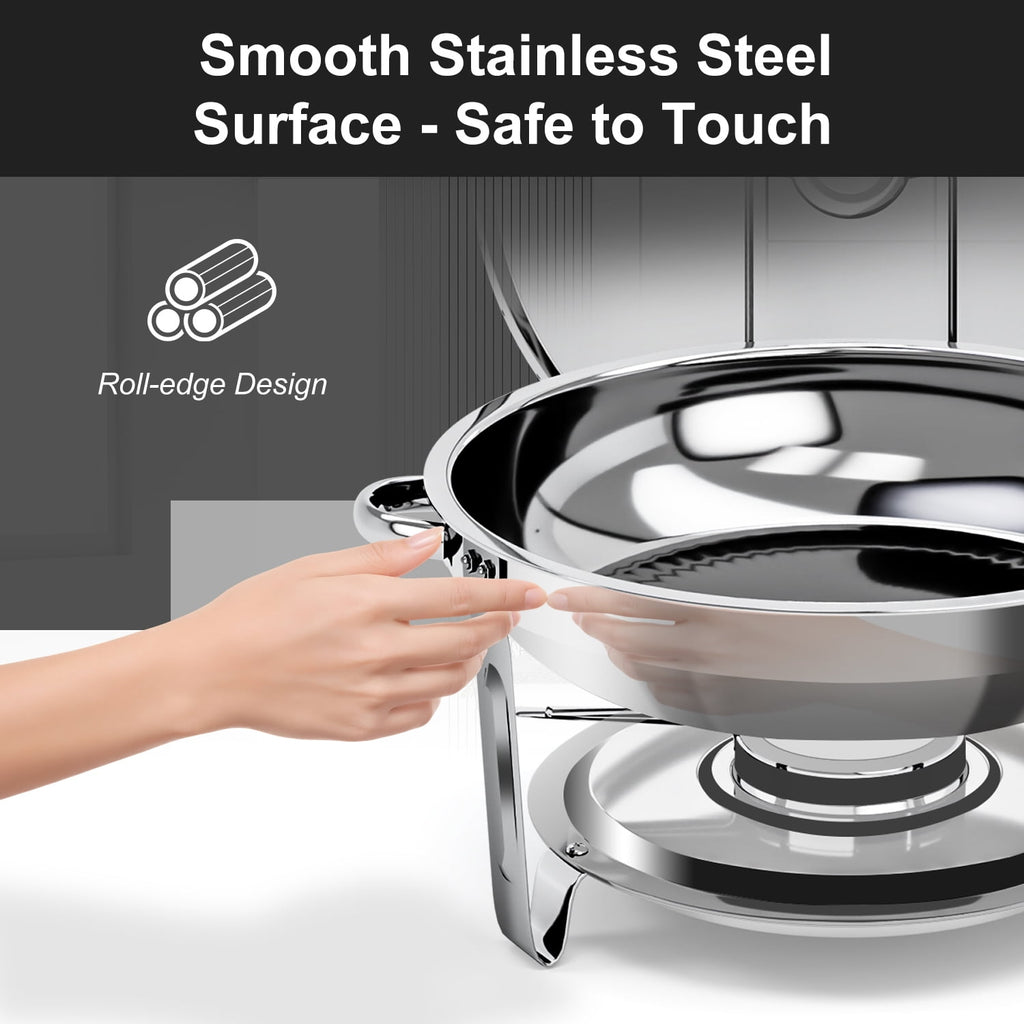 Bluebow 4 pack Chafing Dish Buffet Set, 5QT Stainless Steel Food Warmer, Chafing Dish for Buffet with Glass Lid & Holder for Party, Wedding, Catering
