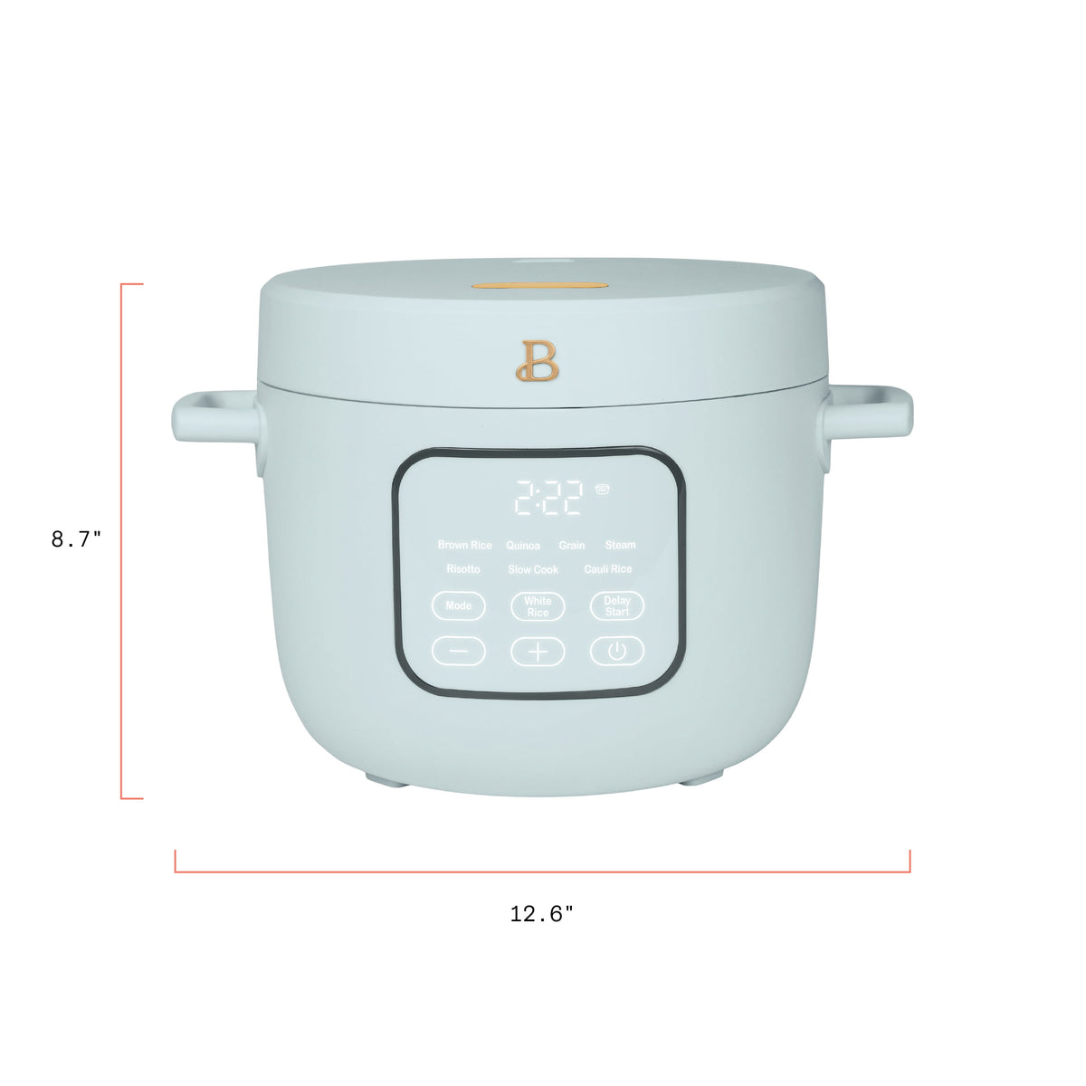 Beautiful 14-Cup Cooked, 6-Cups Uncooked Electric Rice and Grain Cooker, EverGood Ceramic Nonstick Coating, Thyme Green by Drew Barrymore