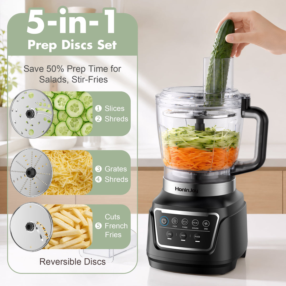 HoninJoy 14-in-1 Professional Blender for Smoothies & Food Processor, 6 Preset Auto-IQ Programs, Best for Smoothies,Cookie Dough, Salsas,Ice Crushing, Dishwasher Safe for Kitchen & Home Use