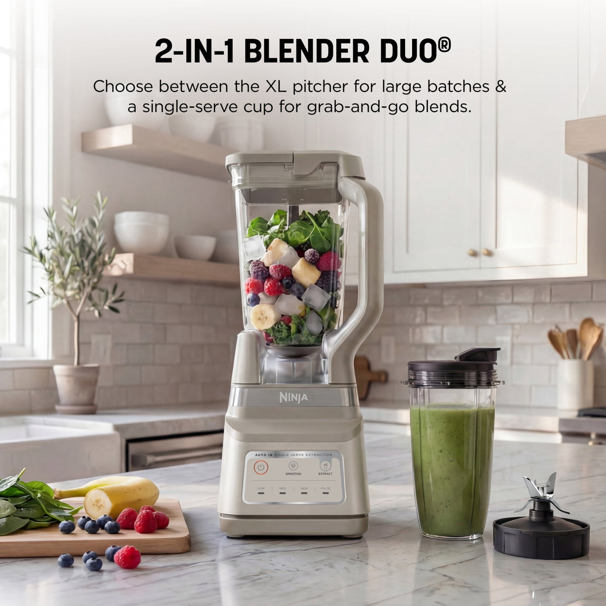 Ninja Professional Plus DUO 72-Oz Blender, Smoothies, Ice Crush, 2 Auto-iQ Preset Programs, 4 Speeds, 1400PW, BN750WH White