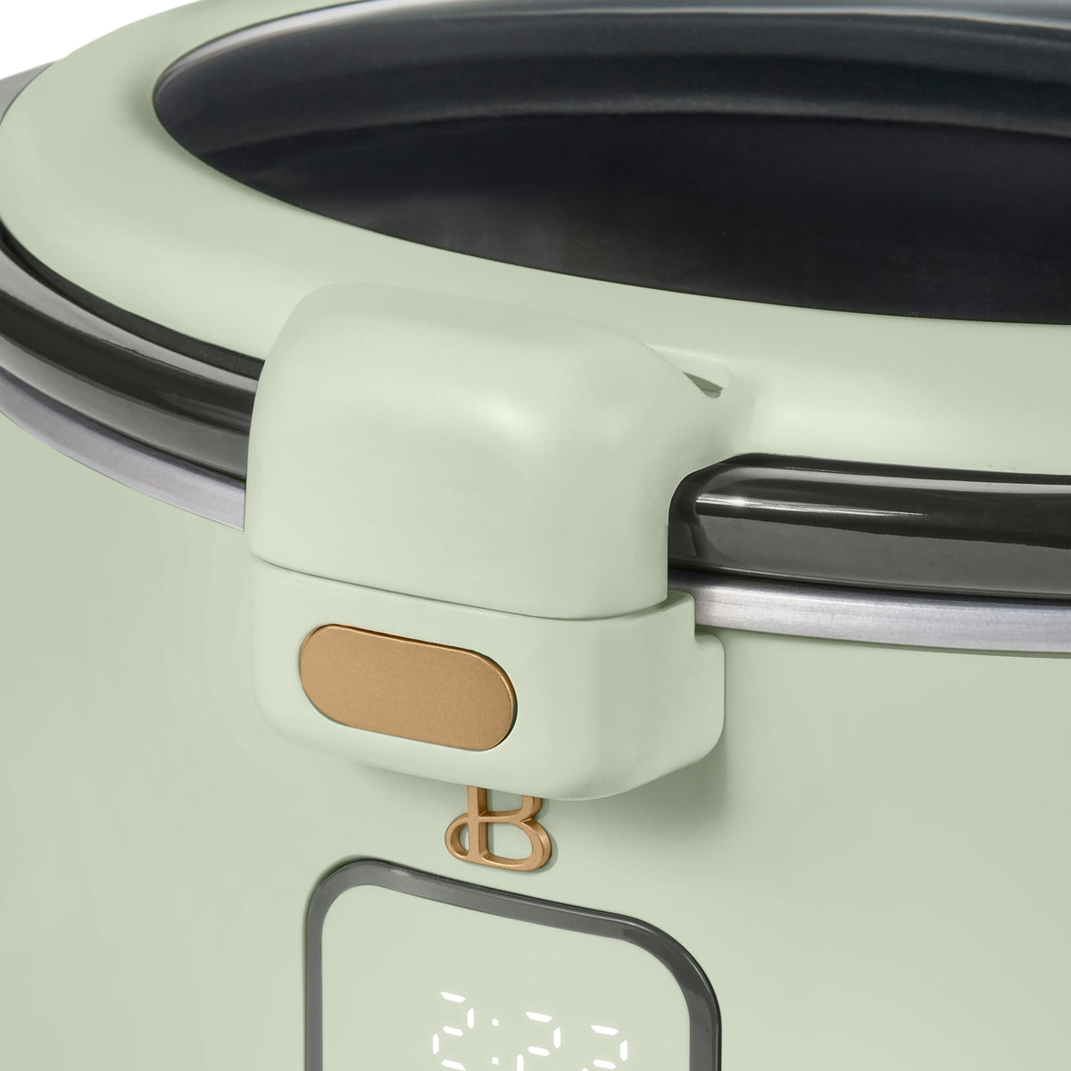 Beautiful 4 Qt Digital Slow Cooker with Hinged Locking Lid, Thyme Green by Drew Barrymore