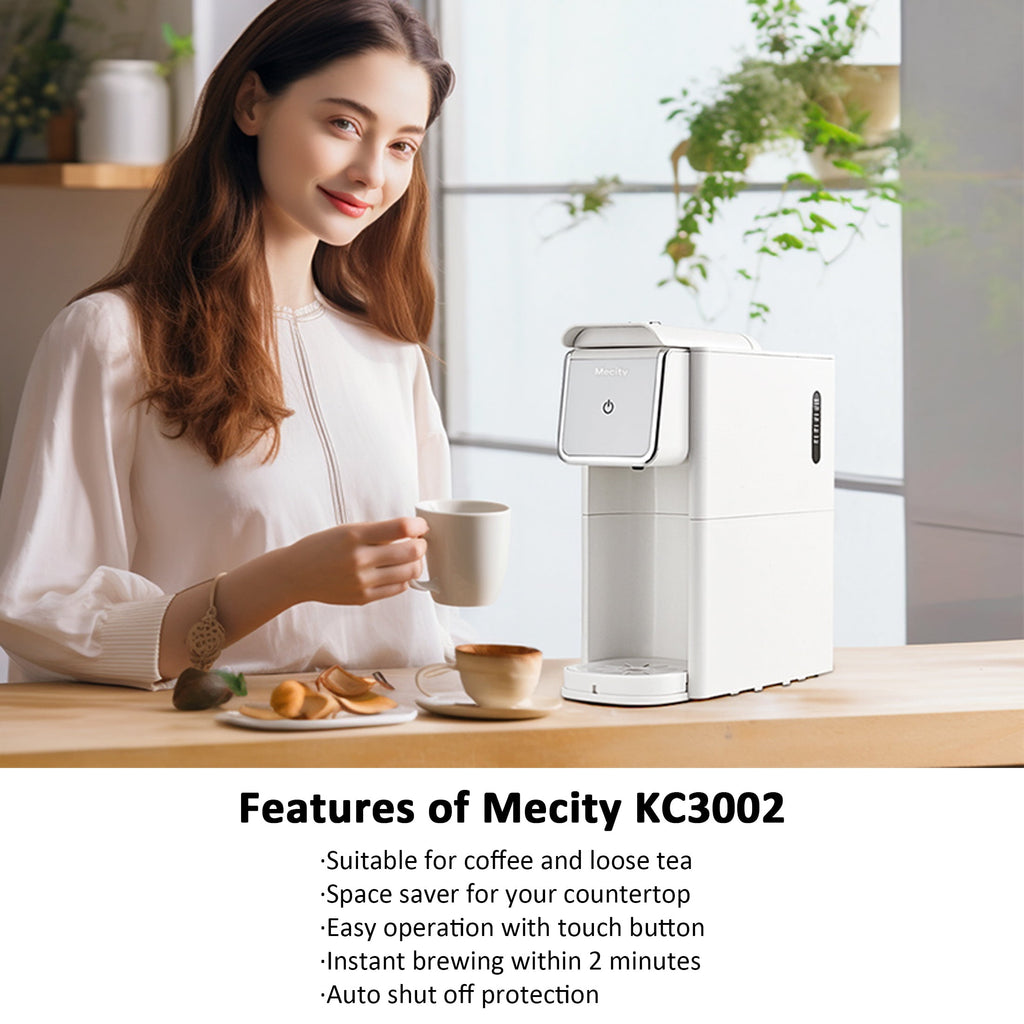 Mecity Compact Coffee Maker for Ground Coffee & Loose Tea - Single Serve, 6-12 Oz Brew, Black