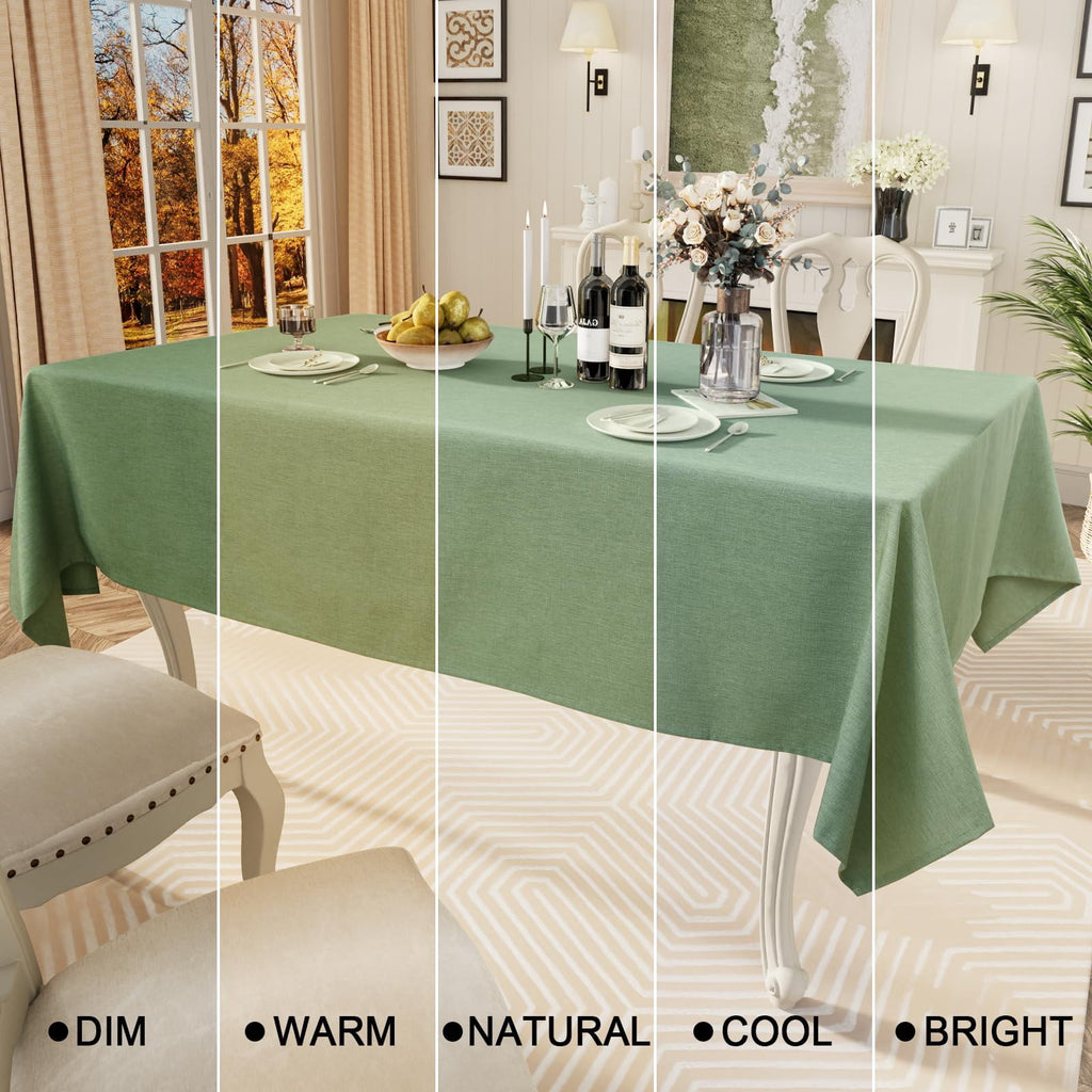 decorUhome Linen Rectangle Tablecloth 52x70 inch, Stain and Wrinkle Resistant Washable Table Cloth, Decorative Waterproof Fabric Table Cover for Dining Party, Sage Green