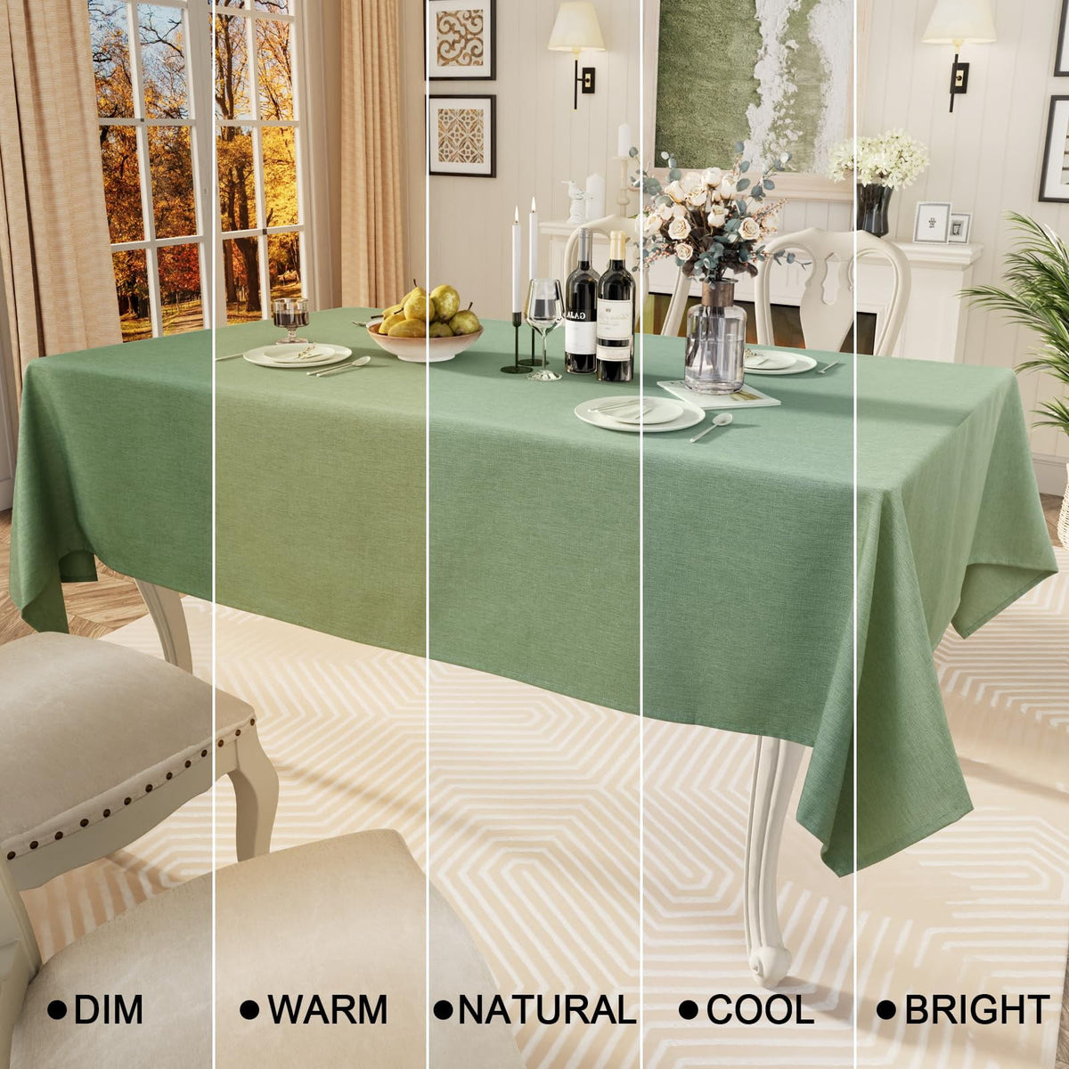 decorUhome Linen Rectangle Tablecloth 52x70 inch, Stain and Wrinkle Resistant Washable Table Cloth, Decorative Waterproof Fabric Table Cover for Dining Party, Sage Green
