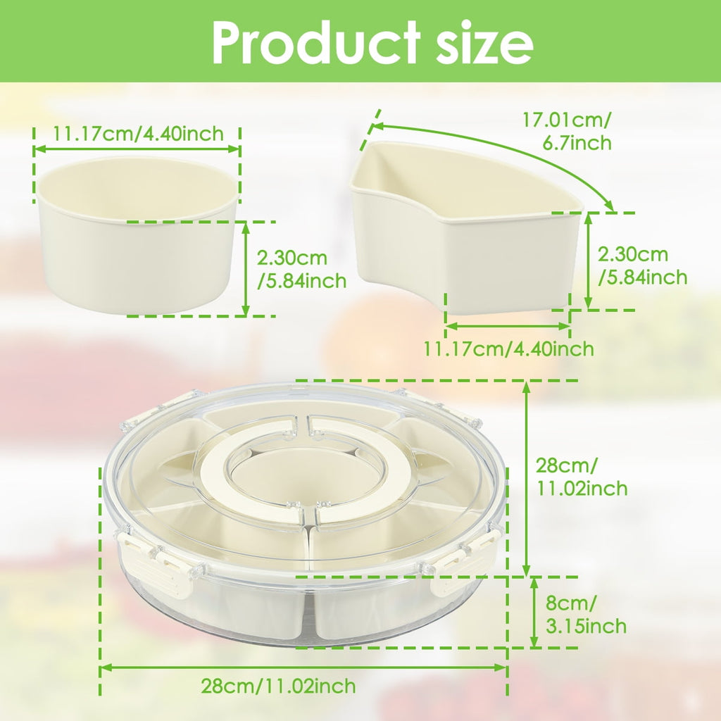 Divided Serving Tray with Lid and Handle Snackle Box Charcuterie Container Portable Snack Platters Clear Organizer