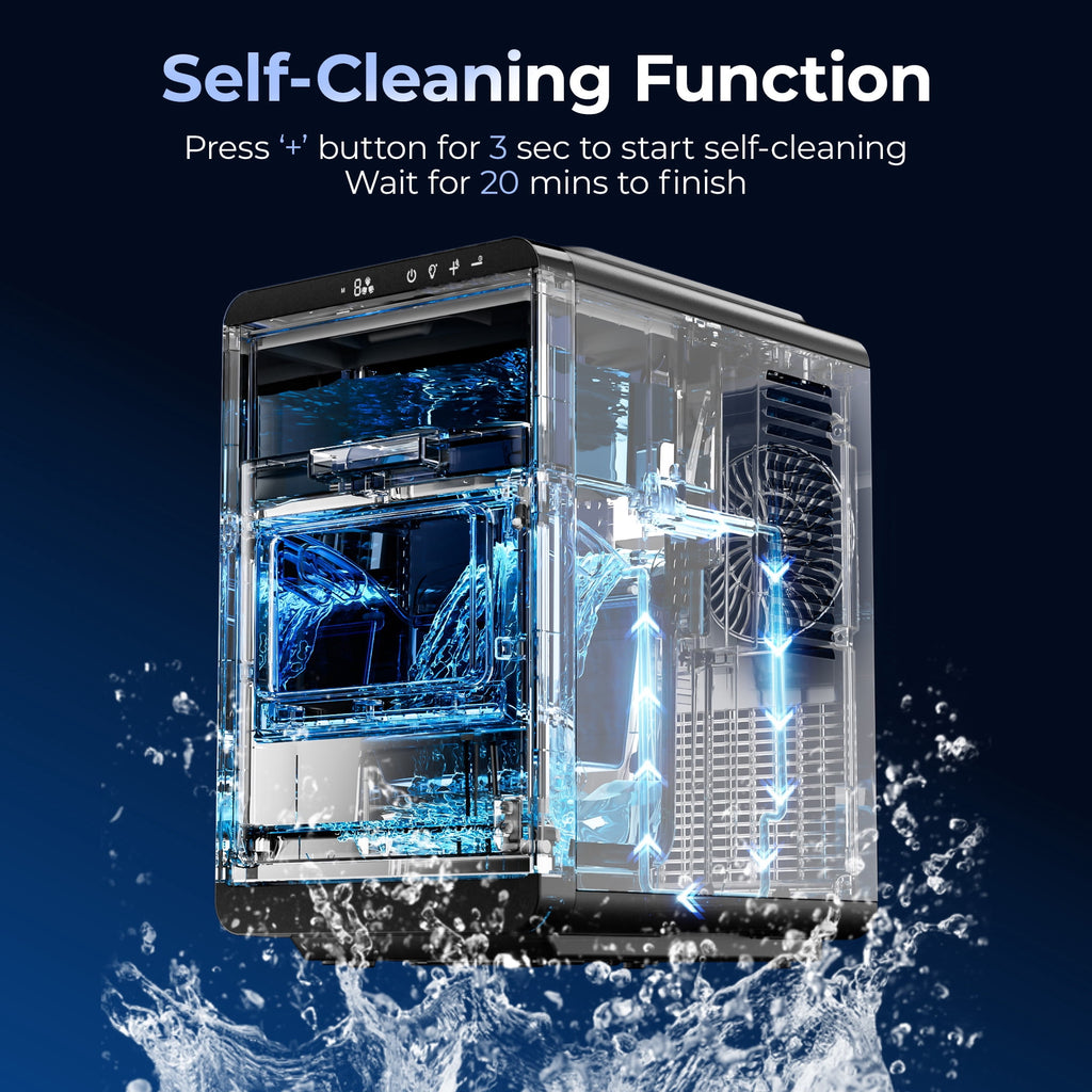 Simzlife Countertop Crescent Ice Maker, 35.9 Lbs/24H, 16 Ice Cubes in 12 Minutes, Deep Cleaning Timer Ice Machine