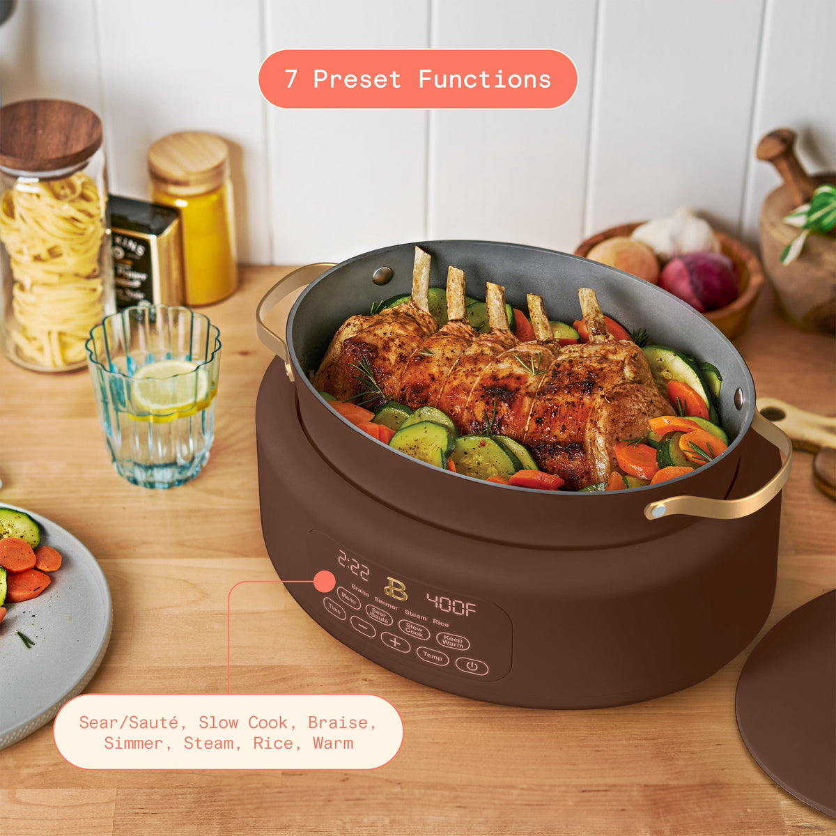 Beautiful 10 in 1, 6 Qt Electric Multi-Cooker, Thyme Green by Drew Barrymore
