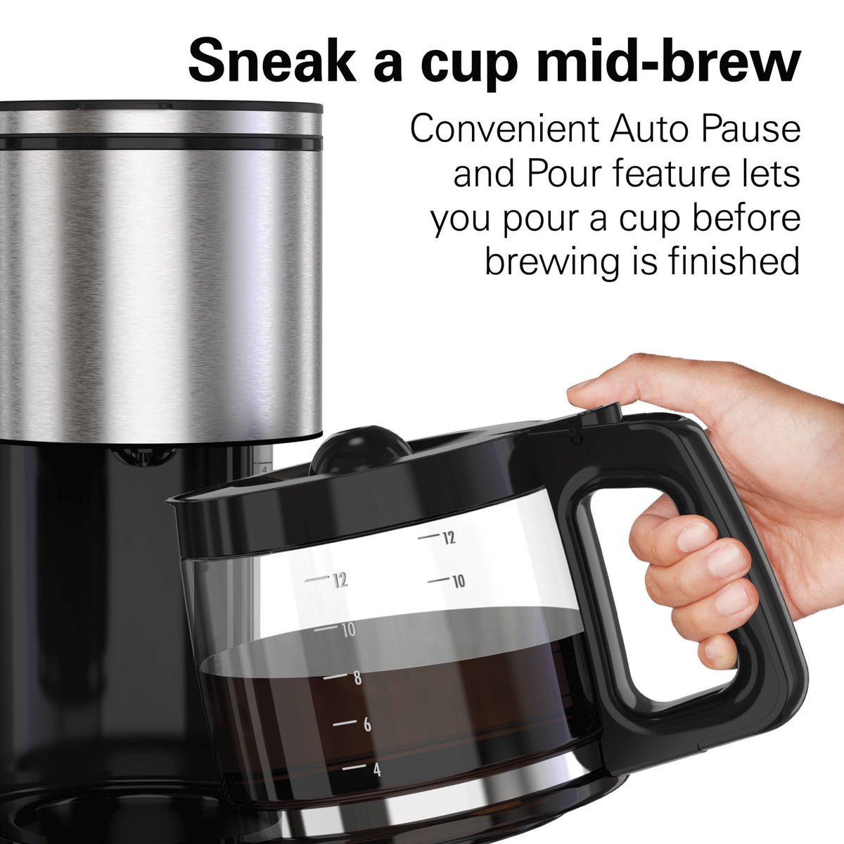 Hamilton Beach Premium 12-Cup Programmable Drip Coffee Maker Machine with Glass Coffee Pot, Black