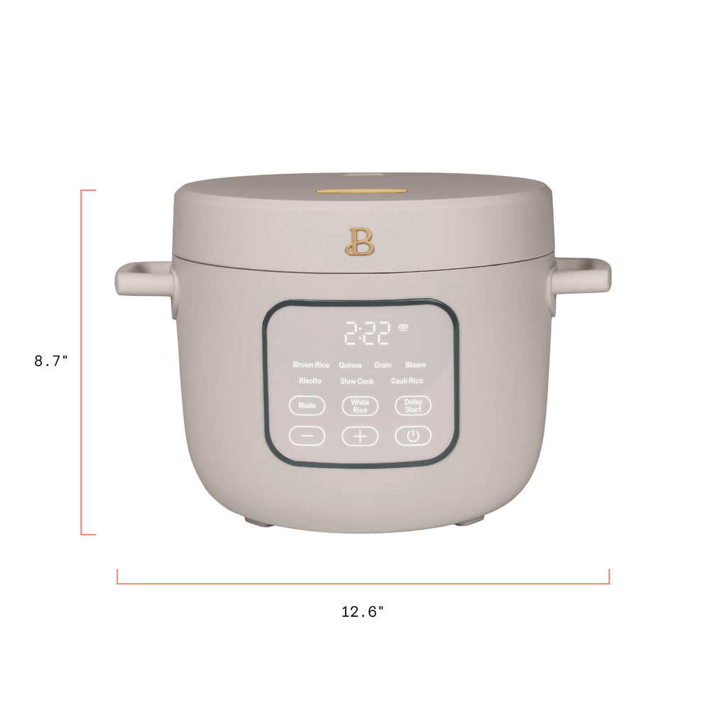 Beautiful 14-Cup Cooked, 6-Cups Uncooked Electric Rice and Grain Cooker, EverGood Ceramic Nonstick Coating, Thyme Green by Drew Barrymore