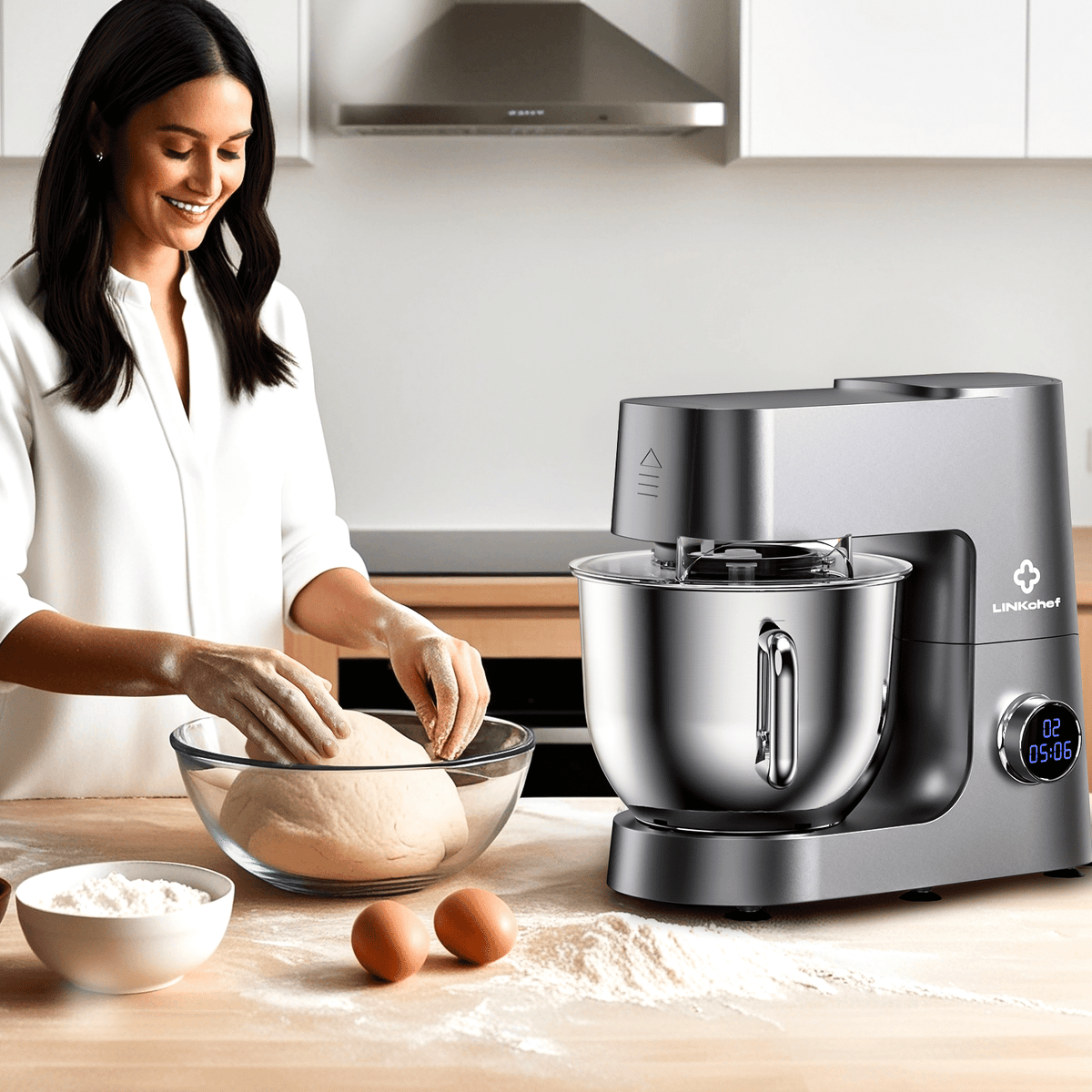 LINKChef 7.5 QT Stand Mixer, 800W 12-Speed Tilt-Head Food Mixer, Kitchen Electric Mixer with Dough Hook, Wire Whip & Beater
