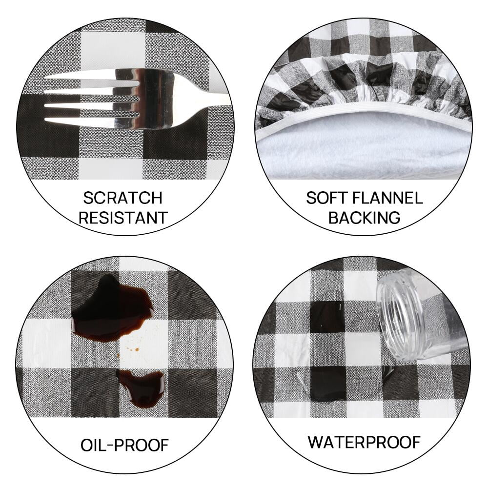 FGY Picnic Table Covers, 3 Piece Set Waterproof Picnic Table and Bench Cover Outdoor Camping Tablecloth (Black&White)