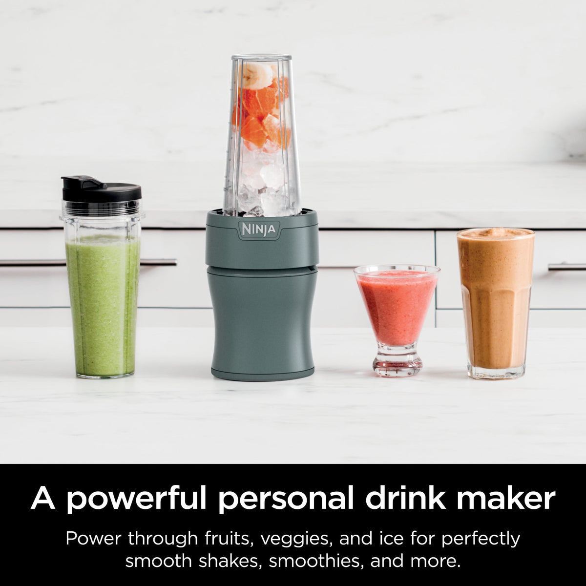 Ninja Nutri-Blender 20-Oz Personal Blender, (2) 20-Oz Dishwasher-Safe To-Go Cups, Smoothie, BN300GY Gray