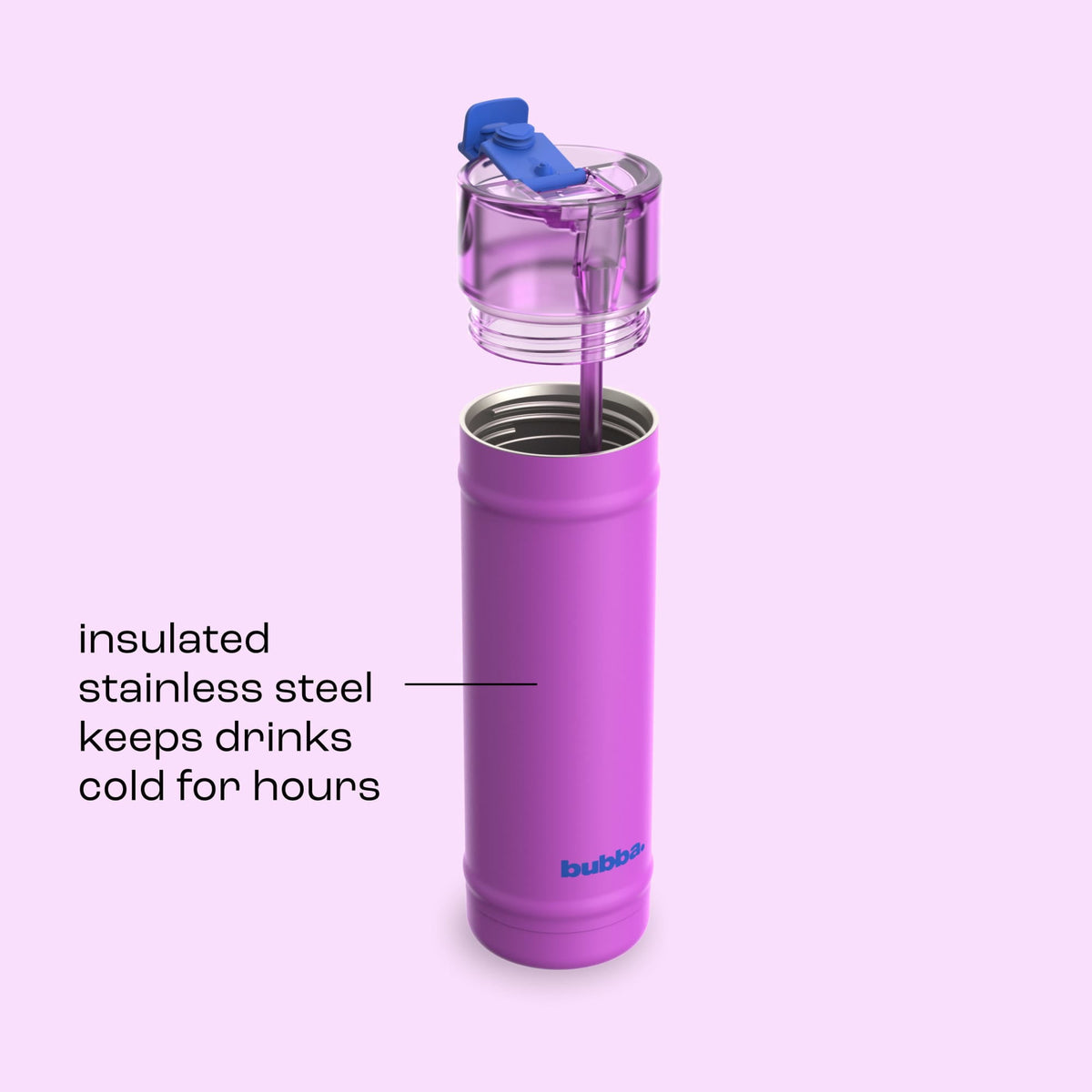 Bubba 24oz DualSip Insulated Stainless Steel Water Bottle with Straw & Sip Lid, Ocean Energy Blue/Purple