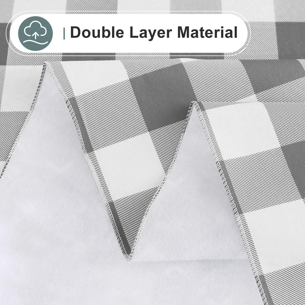 decorUhome Rectangle Tablecloth, Waterproof Vinyl Flannel Backed Table Cloth, Buffalo Wipeable Plastic Table Cover for Kitchen and Outdoor, Black and White, 60" x 84"