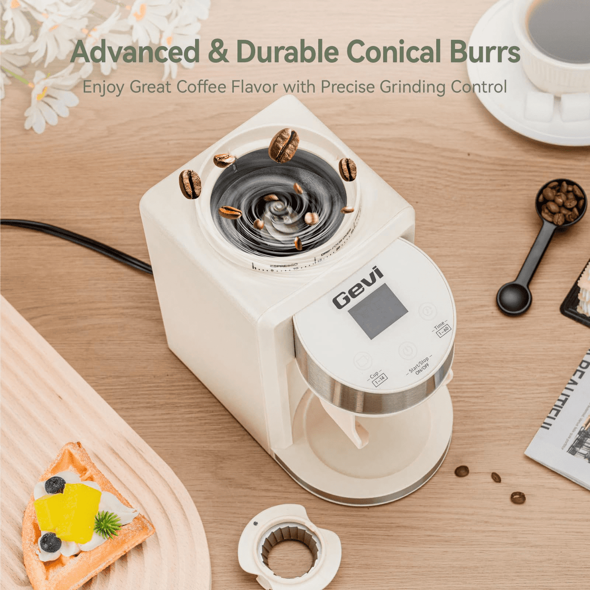 Gevi 20 Bar Espresso Machine & Burr Grinder Combo, 35 Precise Grind Settings, Professional Automatic Coffee Maker, Perfect Gift for Coffee Lovers