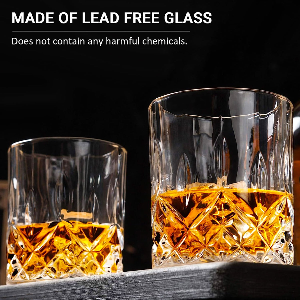 TINANA Crystal Cut Whiskey Glasses 6 pack: 10oz Ultra-Clear Old Fashioned Glass, Premium Lead-Free Crystal Glass Tumbler For Drinking Bourbon, Scotch, Cognac, Cocktails