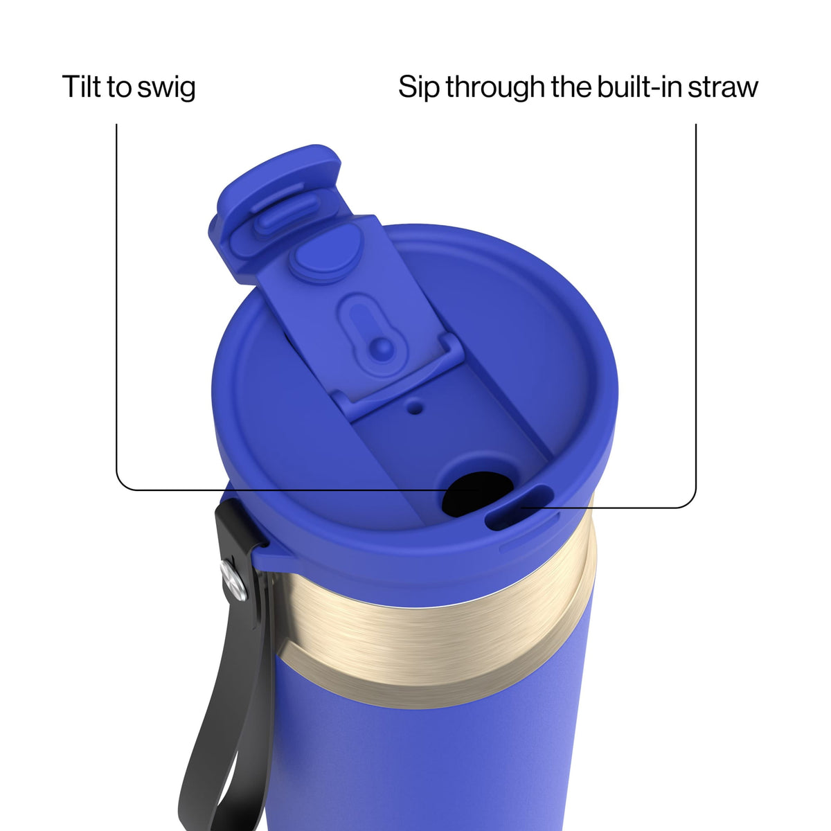Contigo 24oz DualSip Insulated Stainless Steel Water Bottle with Built-In Straw and Drink Opening, Abyss Blue/Silver