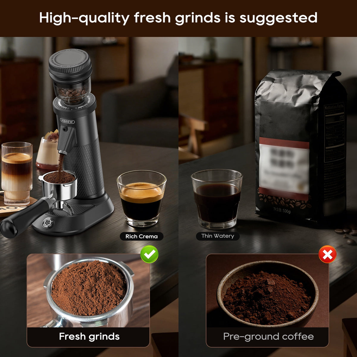 HiBREW 58mm Espresso Machine H10A, 20 Bar Coffee Maker with PID Temperature Control &Steam Wand, Stainless Steel Coffee Machine for Home Use