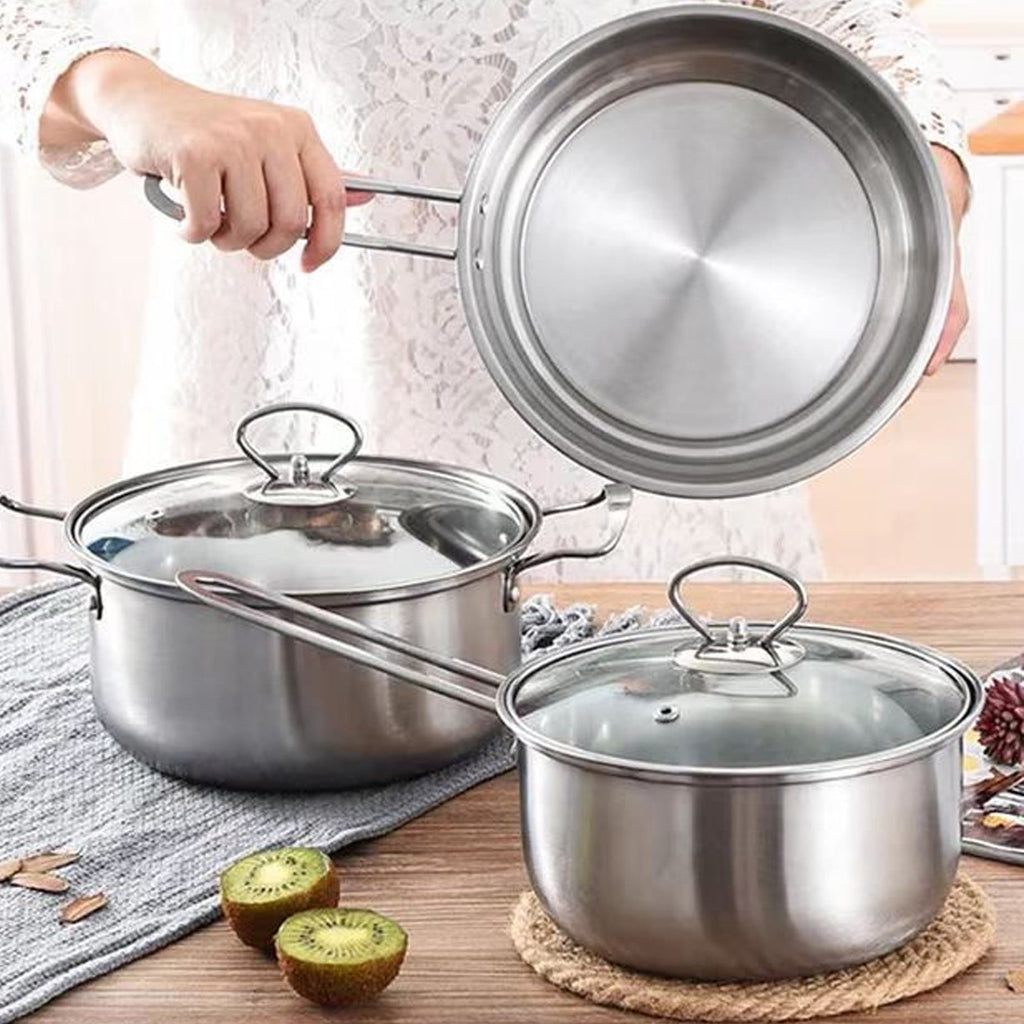 15 Piece Stainless Steel Cookware Set, Pots and Pans Set with Lids Non Toxic, Kitchen Induction Cookware with Utensil Sets For Oven & Dishwasher ,Heavy Premium Kitchen Cooking