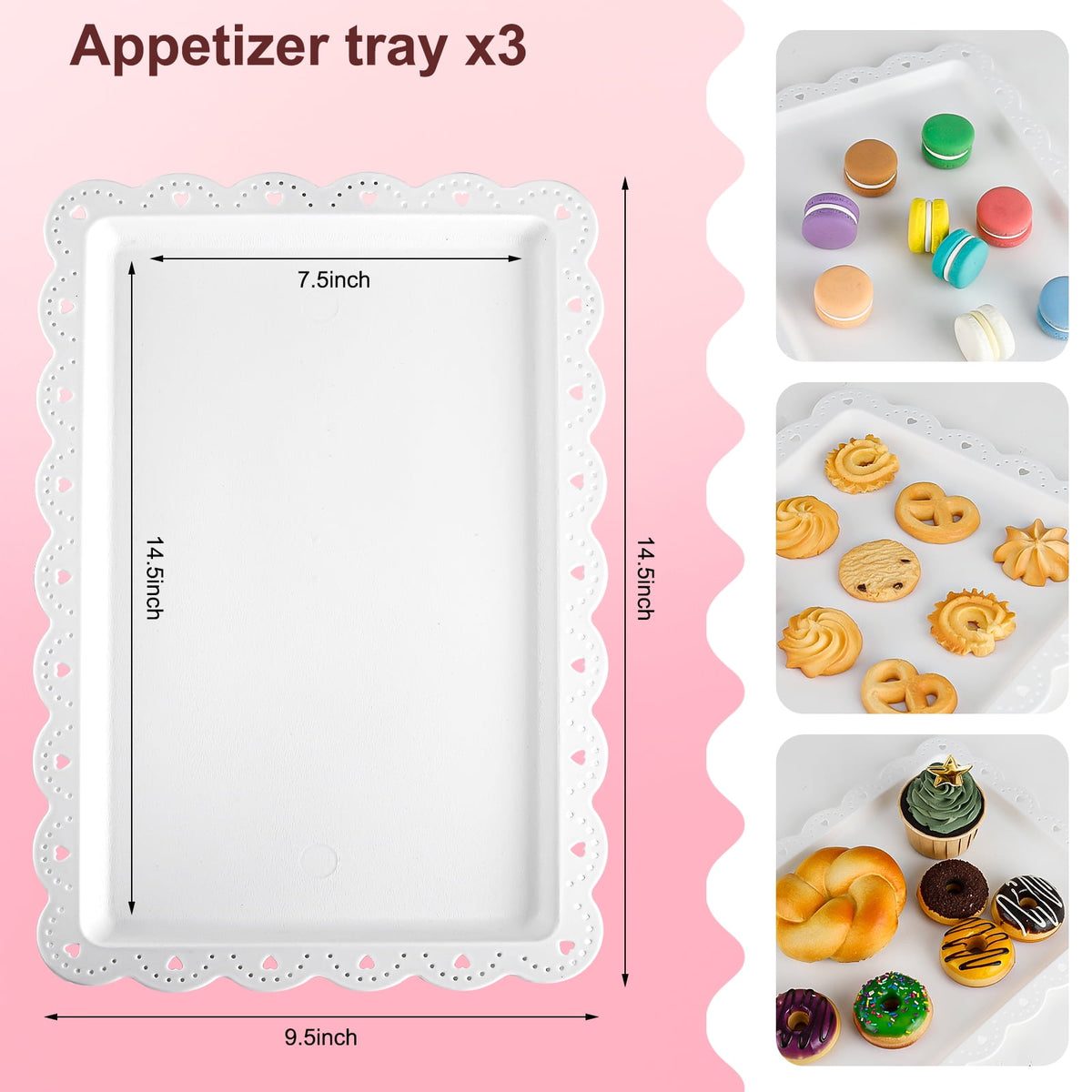 TINANA 10 PCS Plastic Cake and Cupcake Stand Set, 3 Two-Tier Stands, 3 Three-Tier Stands, 4 Trays for Birthday and Baby Shower Parties, White