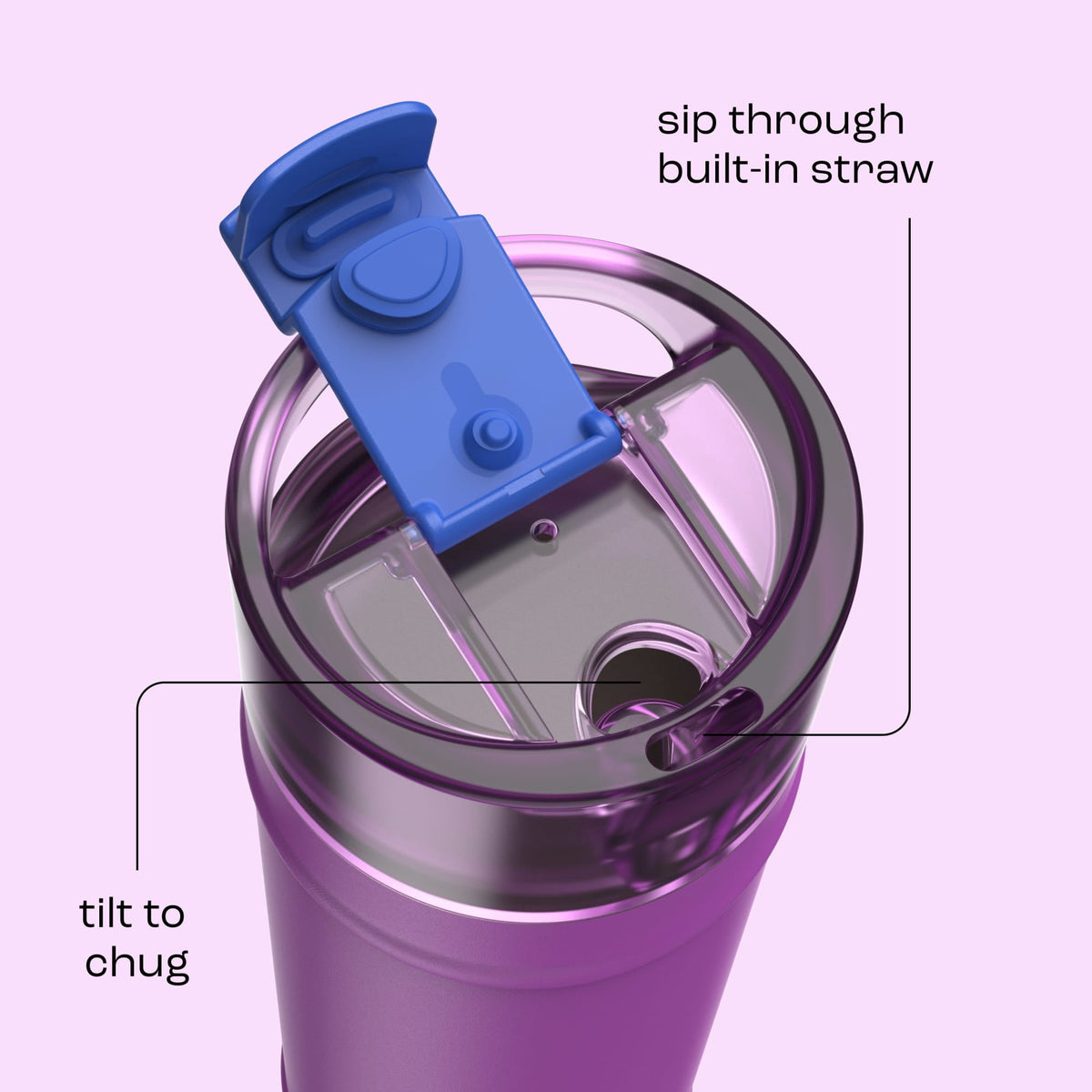 Bubba 24oz DualSip Insulated Stainless Steel Water Bottle with Straw & Sip Lid, Ocean Energy Blue/Purple