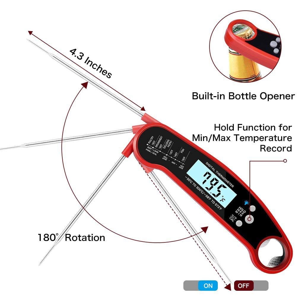 Scootworks Wireless Meat Thermometer Digital for Grill - Instant Read Grill Thermometer, Food Thermometer for Outdoor Cooking, BBQ Accessories, Cooking Thermometer for Kitchen