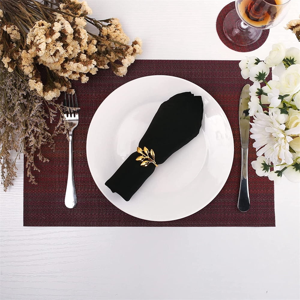 6pcs Placemats PVC Place Mats and Coasters Washable Non-Slip Heat Resistant Table Mats for Kitchen Dining Table Home Restaurant 12"×18", Sliver