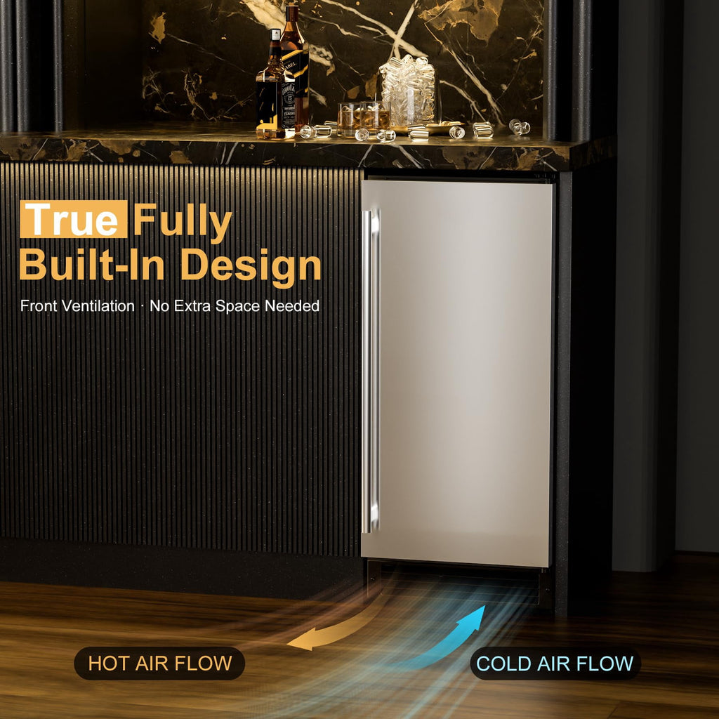 OUTBID Ice Maker Machine Crystal Clear Bullet Ice 52 lbs/24H with Spray Technology, Undercounter Commercial Ice Cube Maker, Built-In for Home Bar and Kitchen