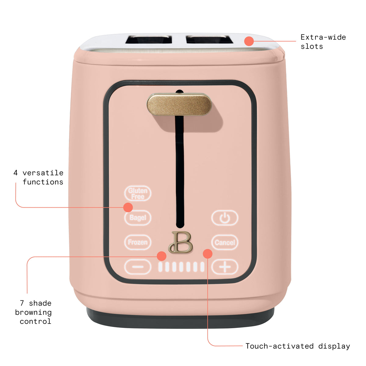 Beautiful 2 Slice Toaster with Touch-Activated Display, Thyme Green by Drew Barrymore